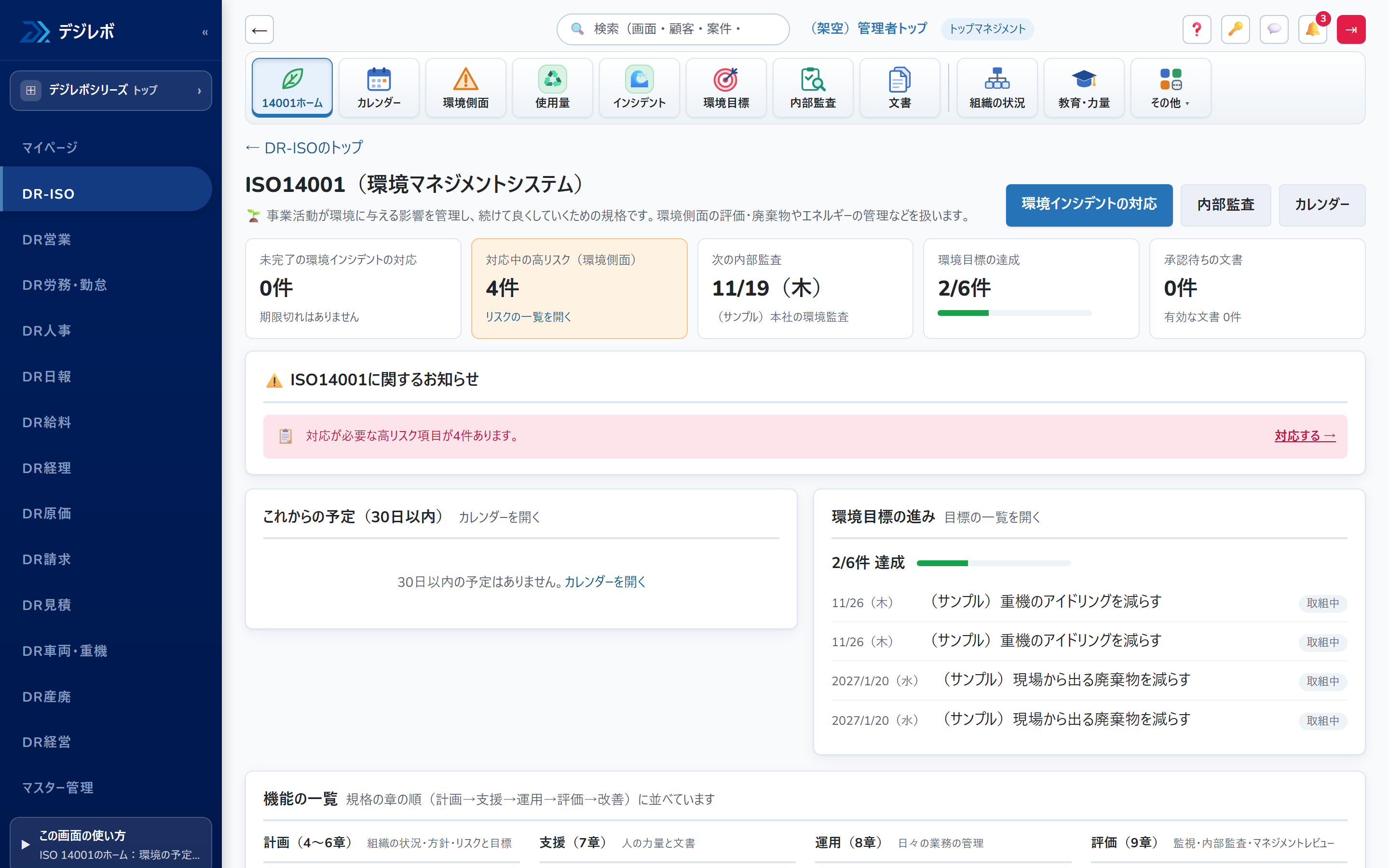 ISO 14001の画面
